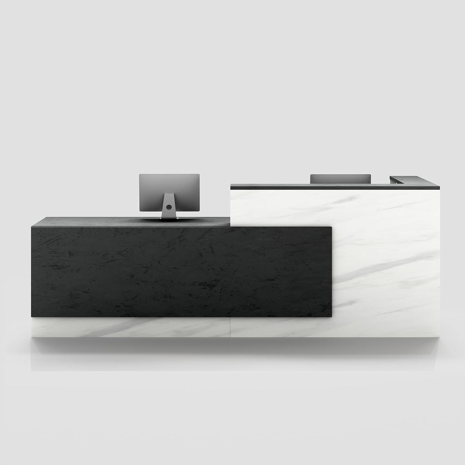 L-Shaped Reception Desk with Counter and Lockable Drawers and Storage,Modern Front Desk Reception Counter for Checkout, Lobby, Beauty Salon