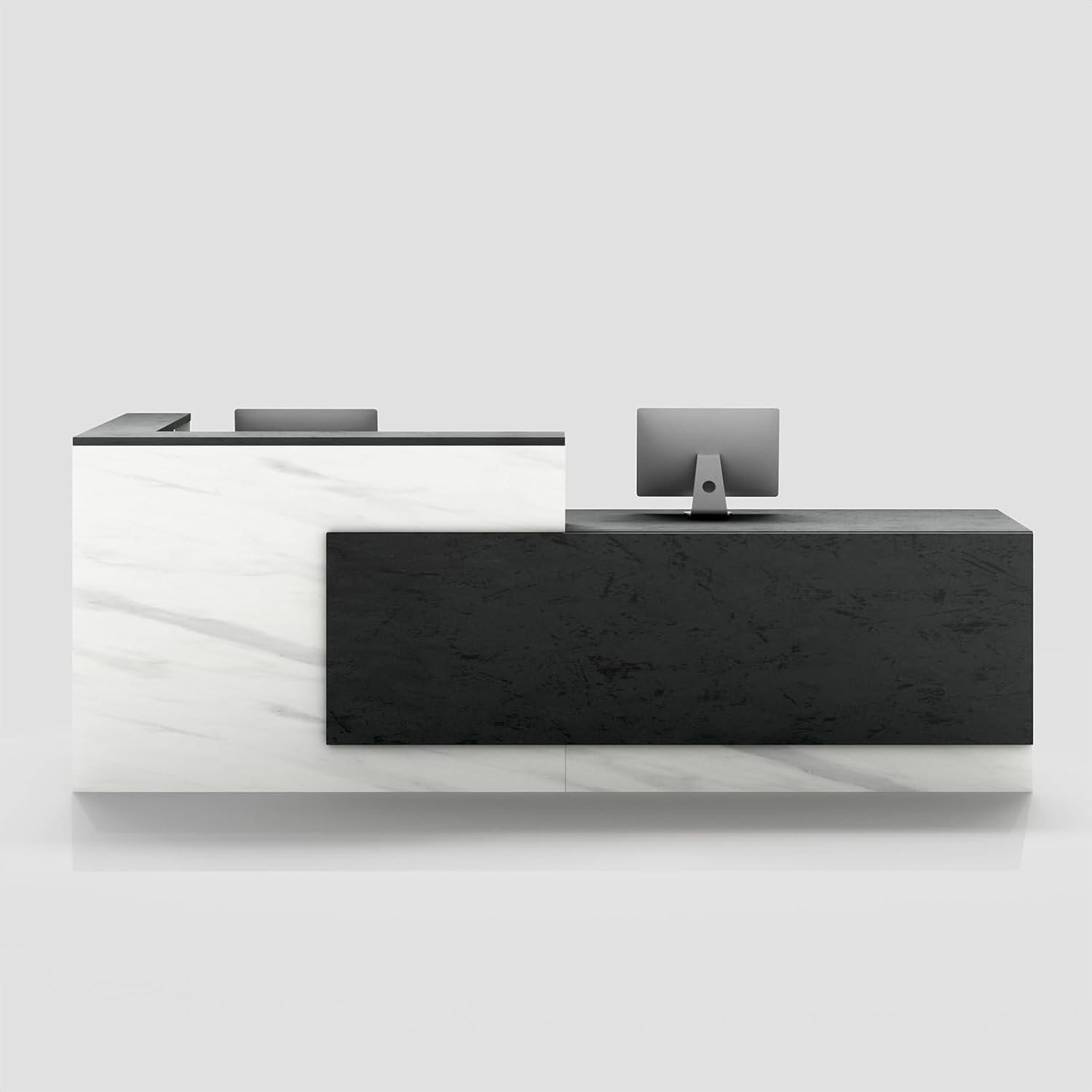 L-Shaped Reception Desk with Counter and Lockable Drawers and Storage,Modern Front Desk Reception Counter for Checkout, Lobby, Beauty Salon
