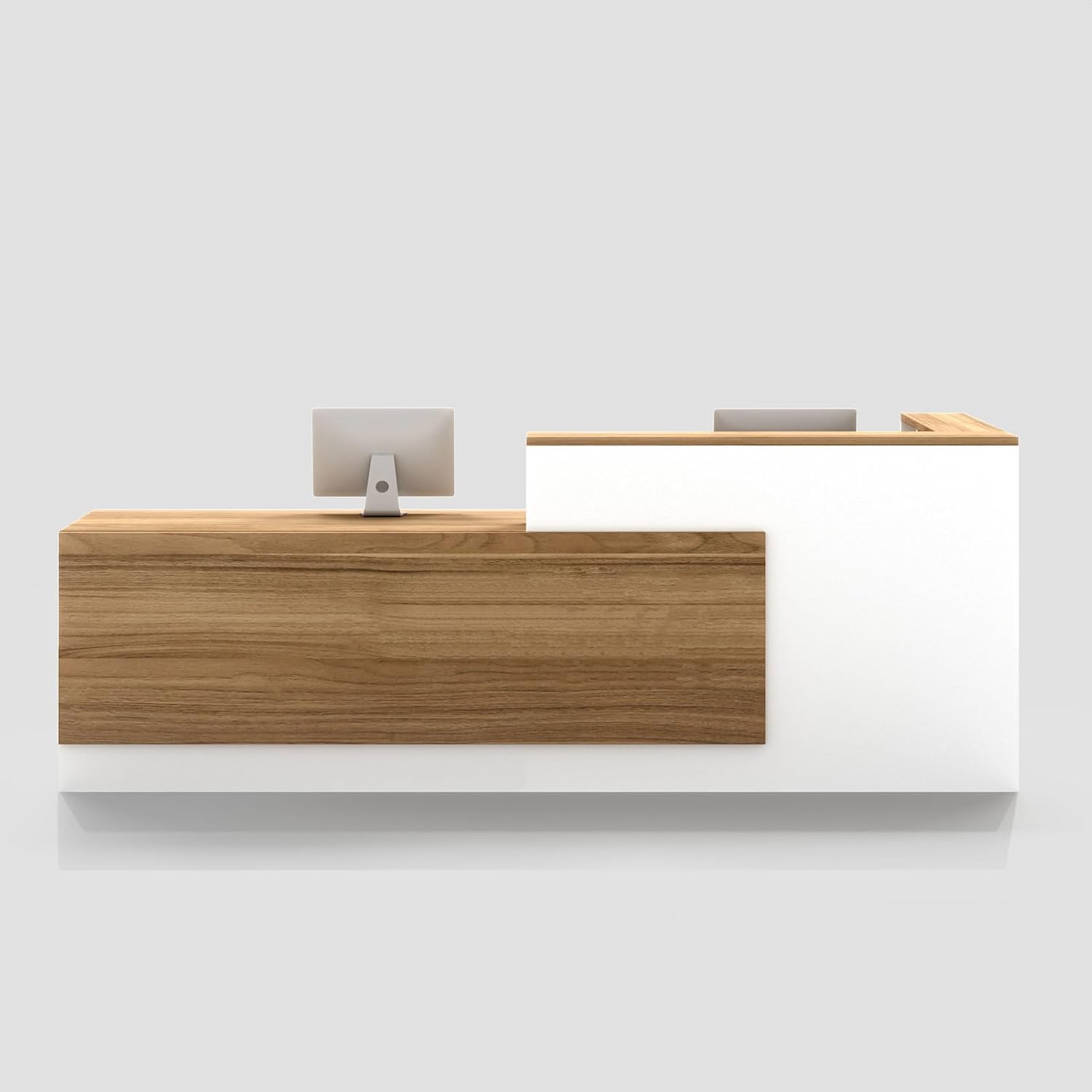 L-Shaped Reception Desk with Counter and Lockable Drawers and Storage,Modern Front Desk Reception Counter for Checkout, Lobby, Beauty Salon