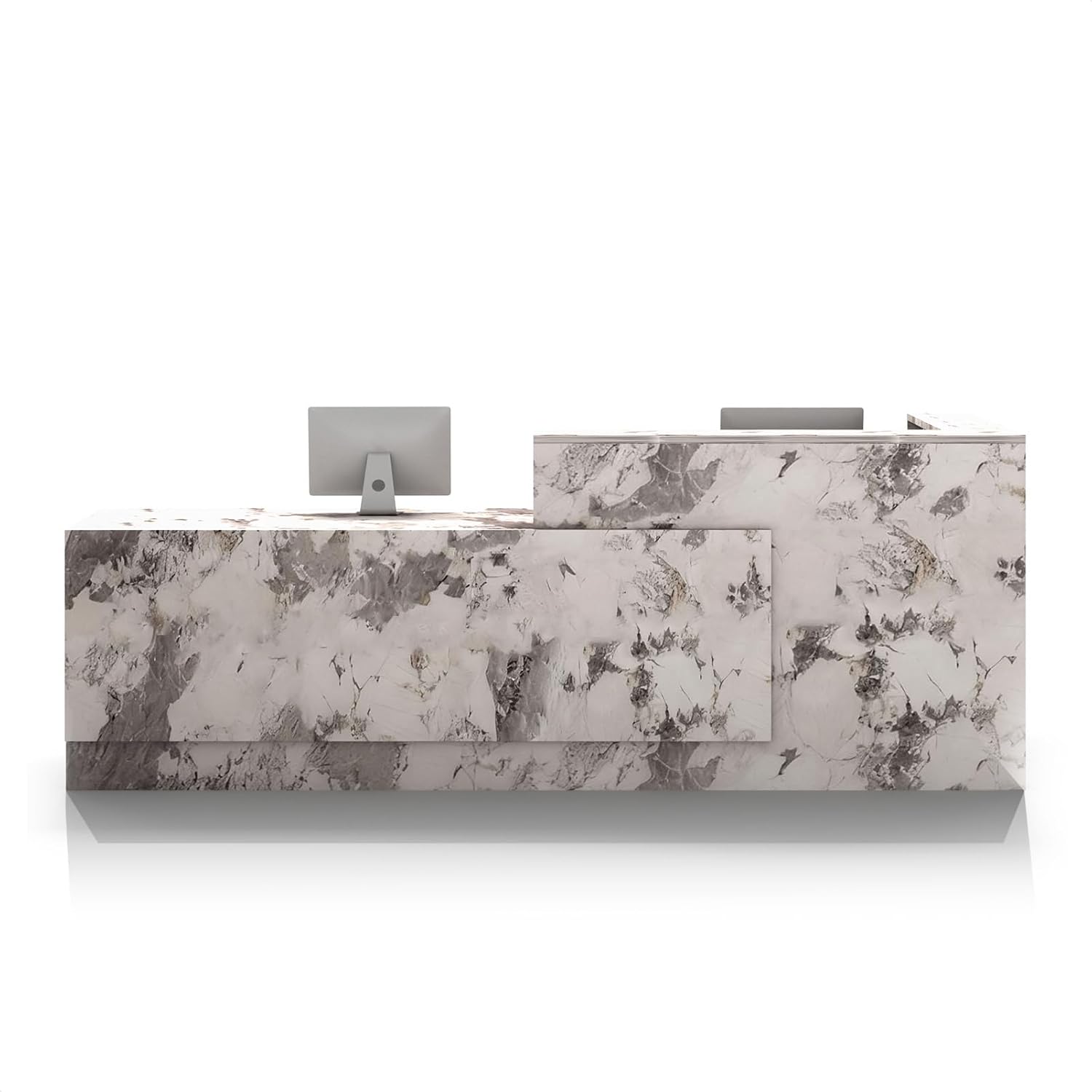 L-Shaped Reception Desk with Counter and Lockable Drawers and Storage,Modern Front Desk Reception Counter for Checkout, Lobby, Beauty Salon