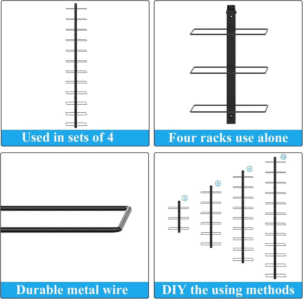 36 Bottle Wall Mounted Wine Rack, Modular Hanging Wine Rack for DIY Display, Detachable 3 Pack Wine Bottle Holder, Black Metal Storage Rack for Bar, Kitchen, Cellar, Restaurant
