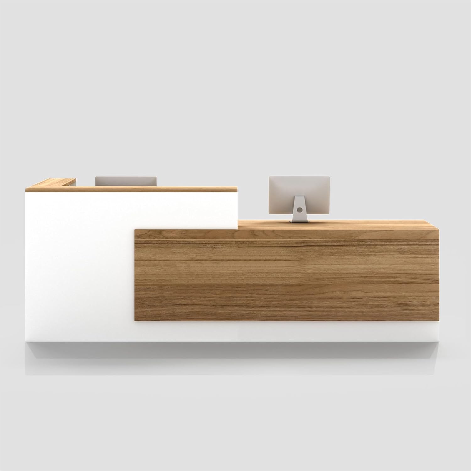 L-Shaped Reception Desk with Counter and Lockable Drawers and Storage,Modern Front Desk Reception Counter for Checkout, Lobby, Beauty Salon
