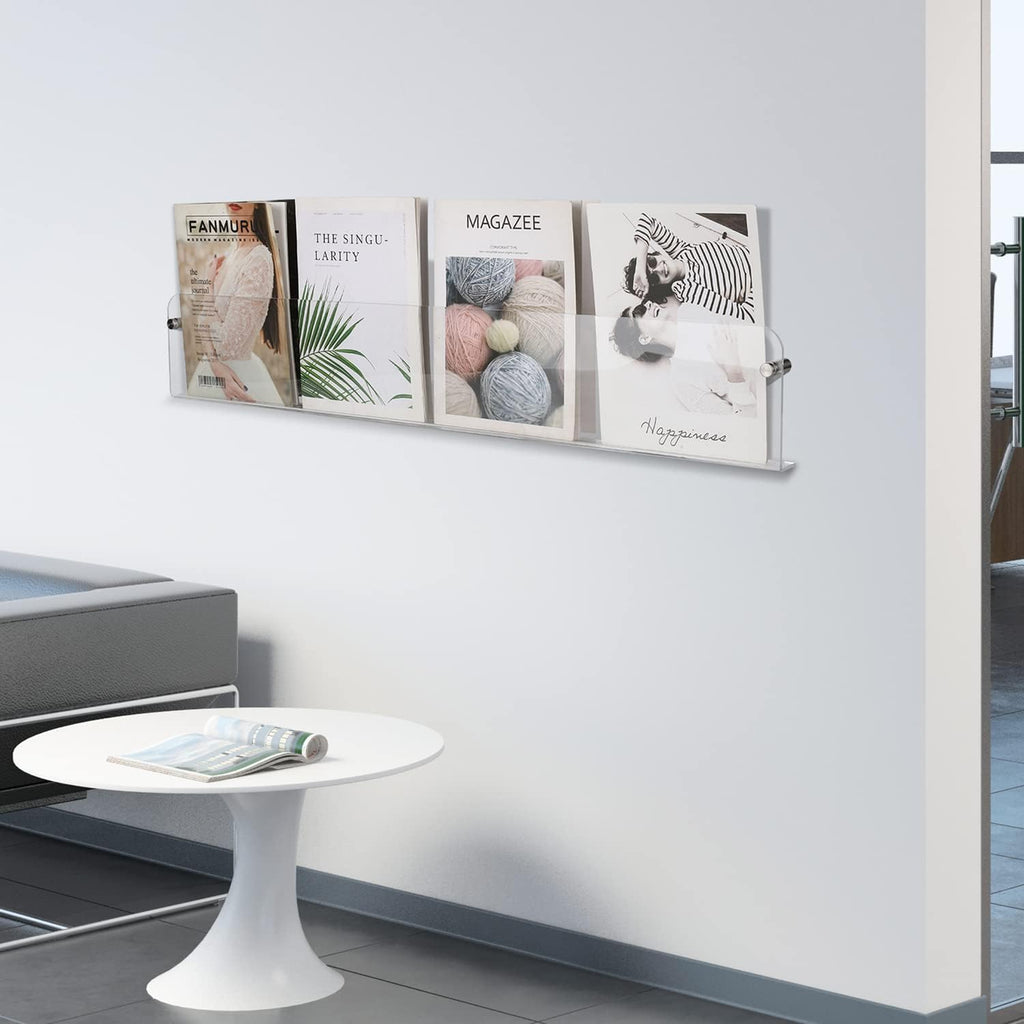 37.4" Magazine Holder,Acrylic Magazine Rack Wall Mounted,Clear Brochure Holder (2PACK)…