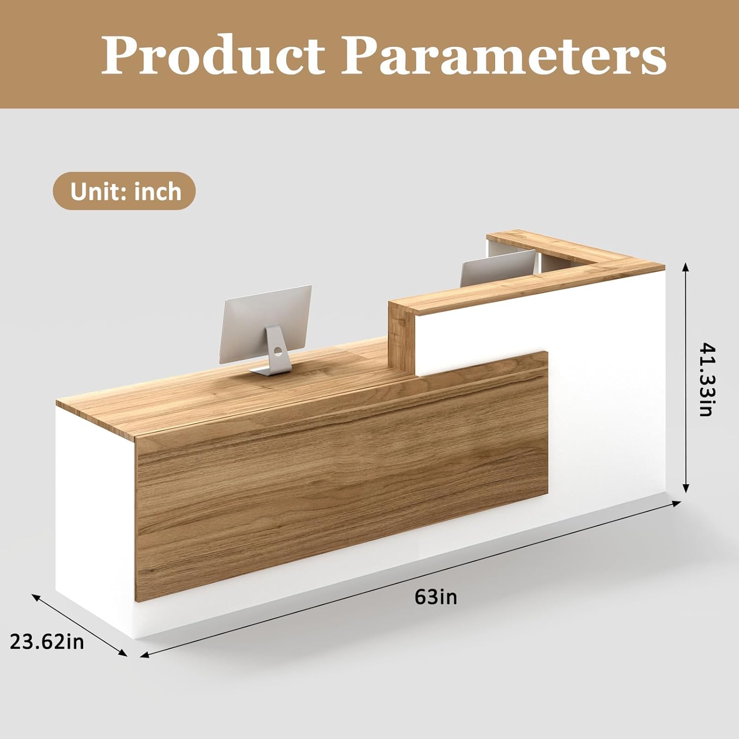 L-Shaped Reception Desk with Counter and Lockable Drawers and Storage,Modern Front Desk Reception Counter for Checkout, Lobby, Beauty Salon