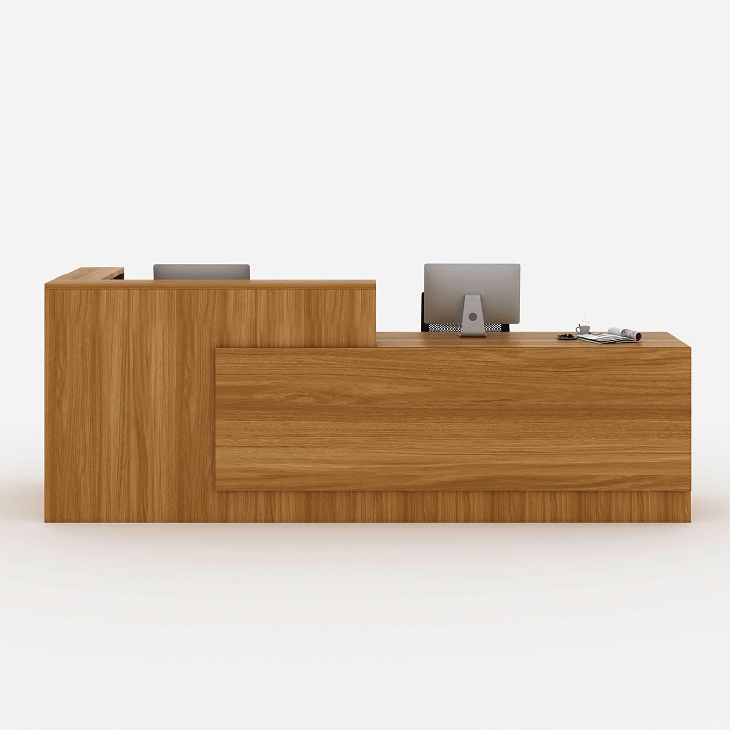 L-Shaped Reception Desk with Counter and Lockable Drawers and Storage,Modern Front Desk Reception Counter for Checkout, Lobby, Beauty Salon