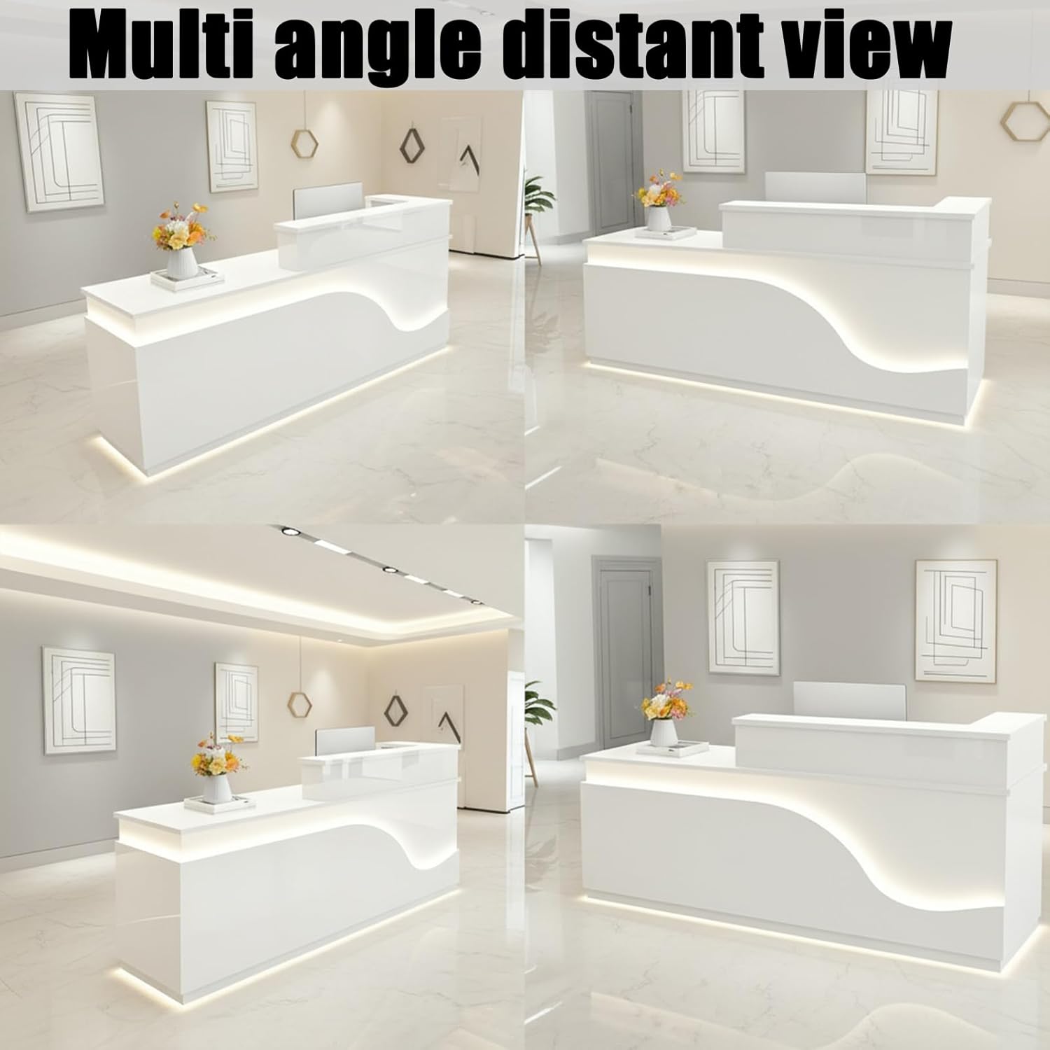 Reception Desk with Counter，Modern Front Desk Reception Counter for Checkout, Lobby, Beauty Salon (Right high)