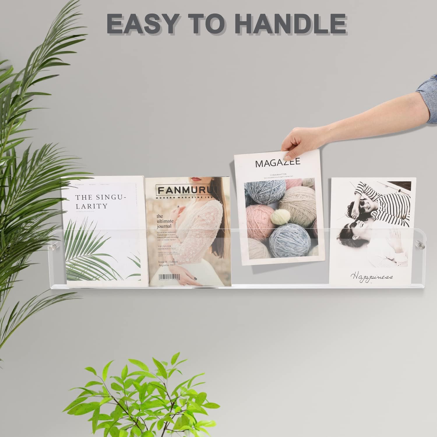 37.4" Magazine Holder,Acrylic Magazine Rack Wall Mounted,Clear Brochure Holder (2PACK)…