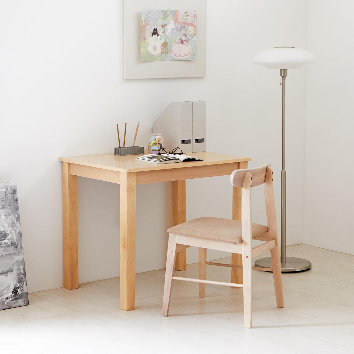 Livinia Cabin 33.5" Wooden Dining Table/Small Rectangular Modern Farmhouse Solid Wood Kitchen Table Desk (Natural)