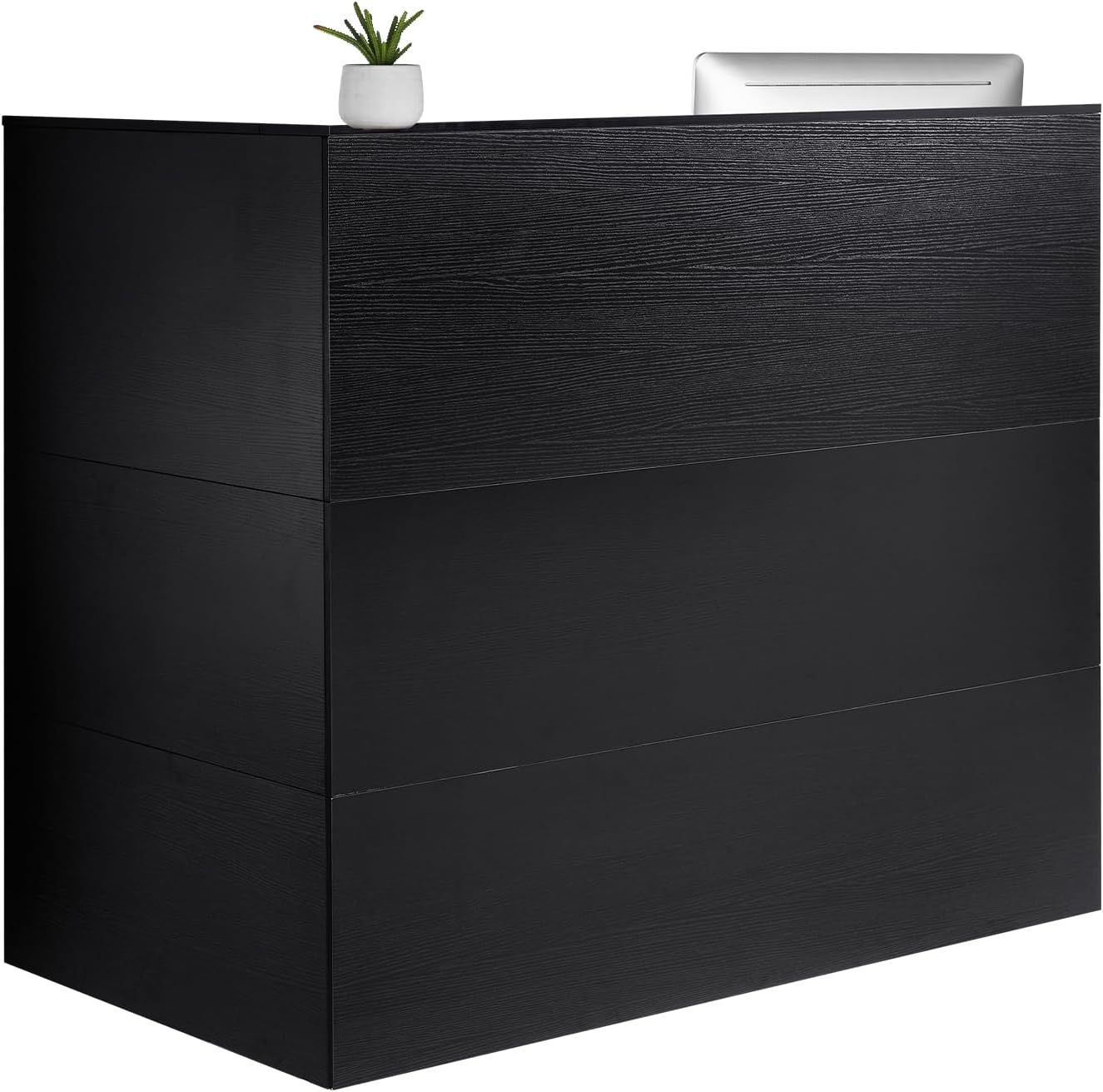 VEVOR Reception Desk, 55Inch L-Shaped Front Counter Table, Office Reception Counter with Drawer Keyboard Tray and Storage Cabinet, for Checkout, Lobby, Beauty Salon & Office, Black