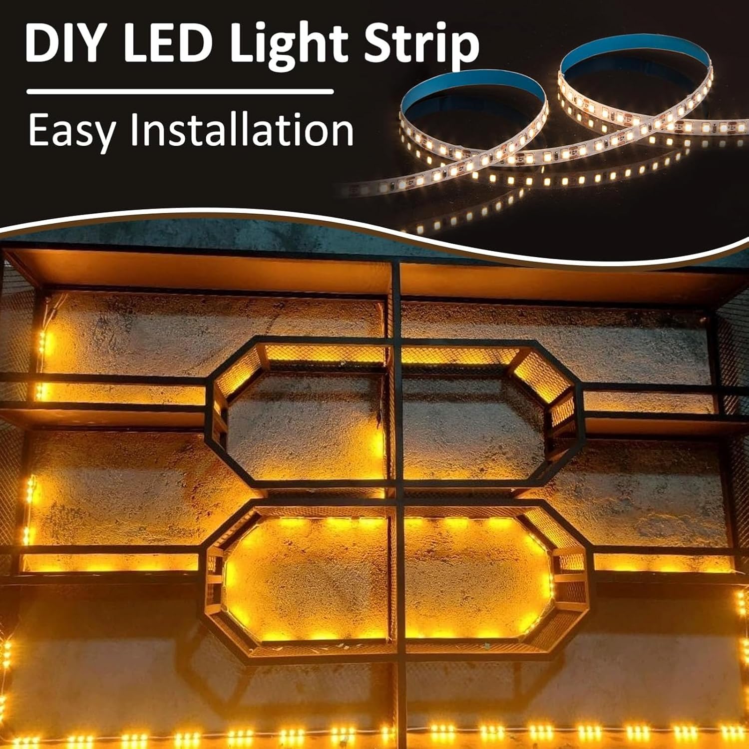 78.7in Wall Mounted Wine Rack with LED Light, 4 Tier Bar Shelves Display Shelf with Glass Holder, Large Heavy Duty Metal Floating Hanging Liquor Storage Organizer, for Bar Dining Room Cafe