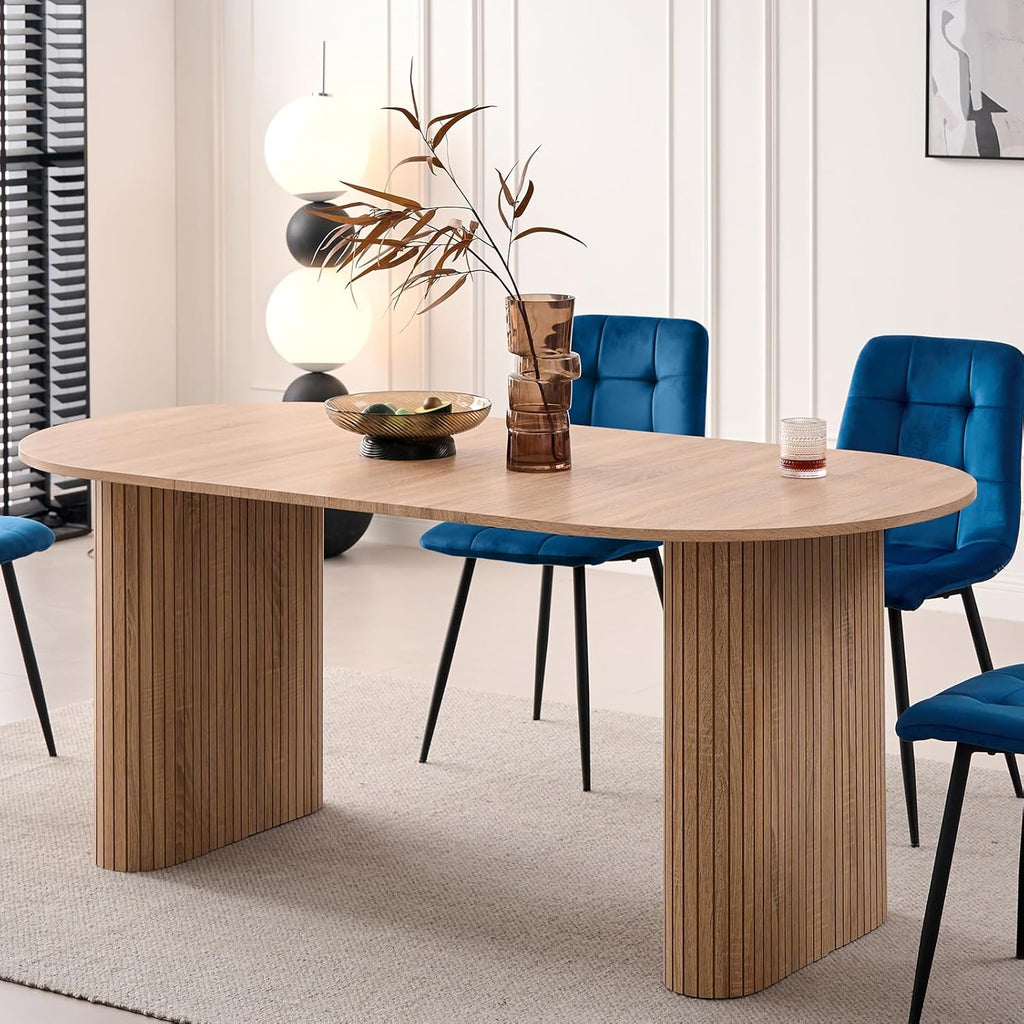 70.8" Oval Dining Table for 4 6 Person, Modern Farmhouse Kitchen Dinner Table for Breakfast Dining Receiption Room (Only Table), Natural