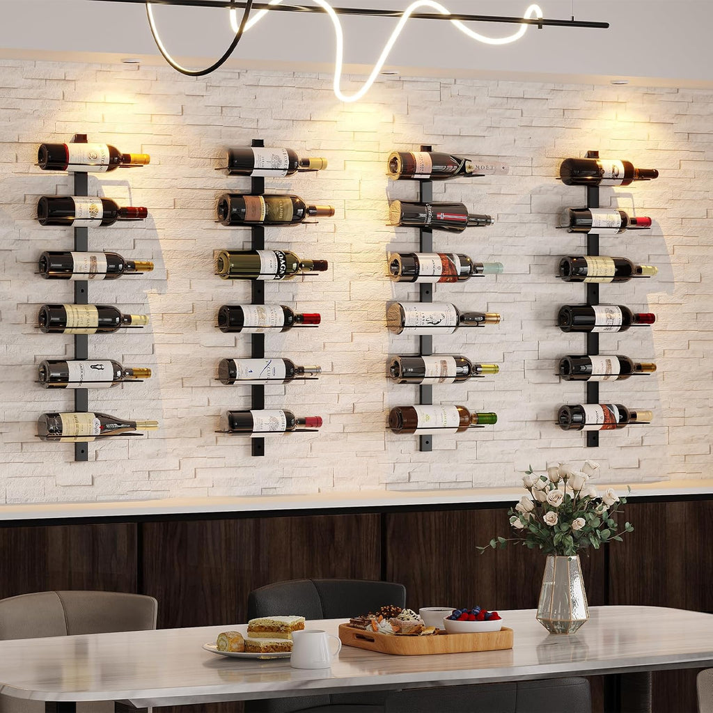 36 Bottle Wall Mounted Wine Rack, Modular Hanging Wine Rack for DIY Display, Detachable 3 Pack Wine Bottle Holder, Black Metal Storage Rack for Bar, Kitchen, Cellar, Restaurant