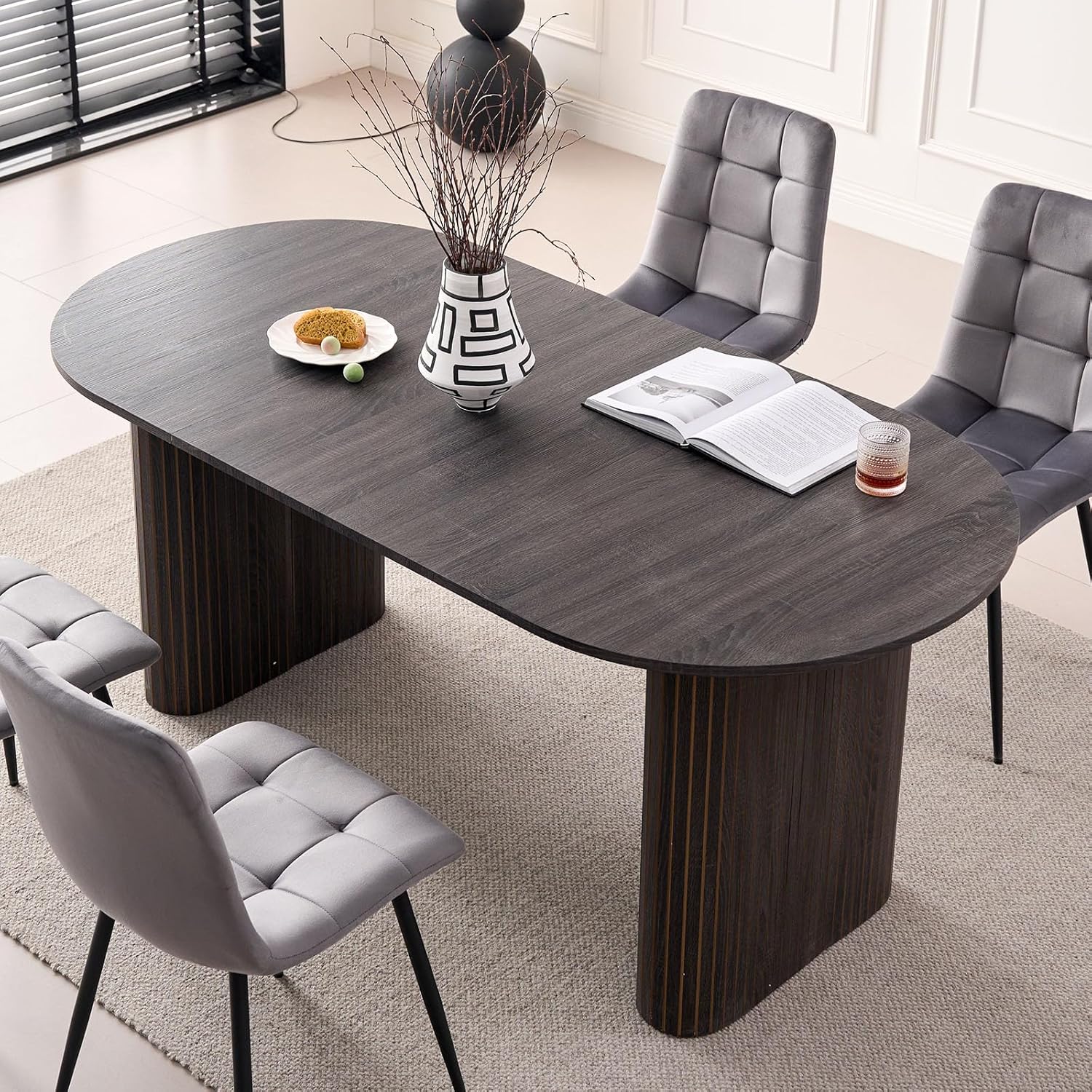 70.8" Oval Dining Table for 4 6 Person, Modern Farmhouse Kitchen Dinner Table for Breakfast Dining Receiption Room (Only Table), Natural