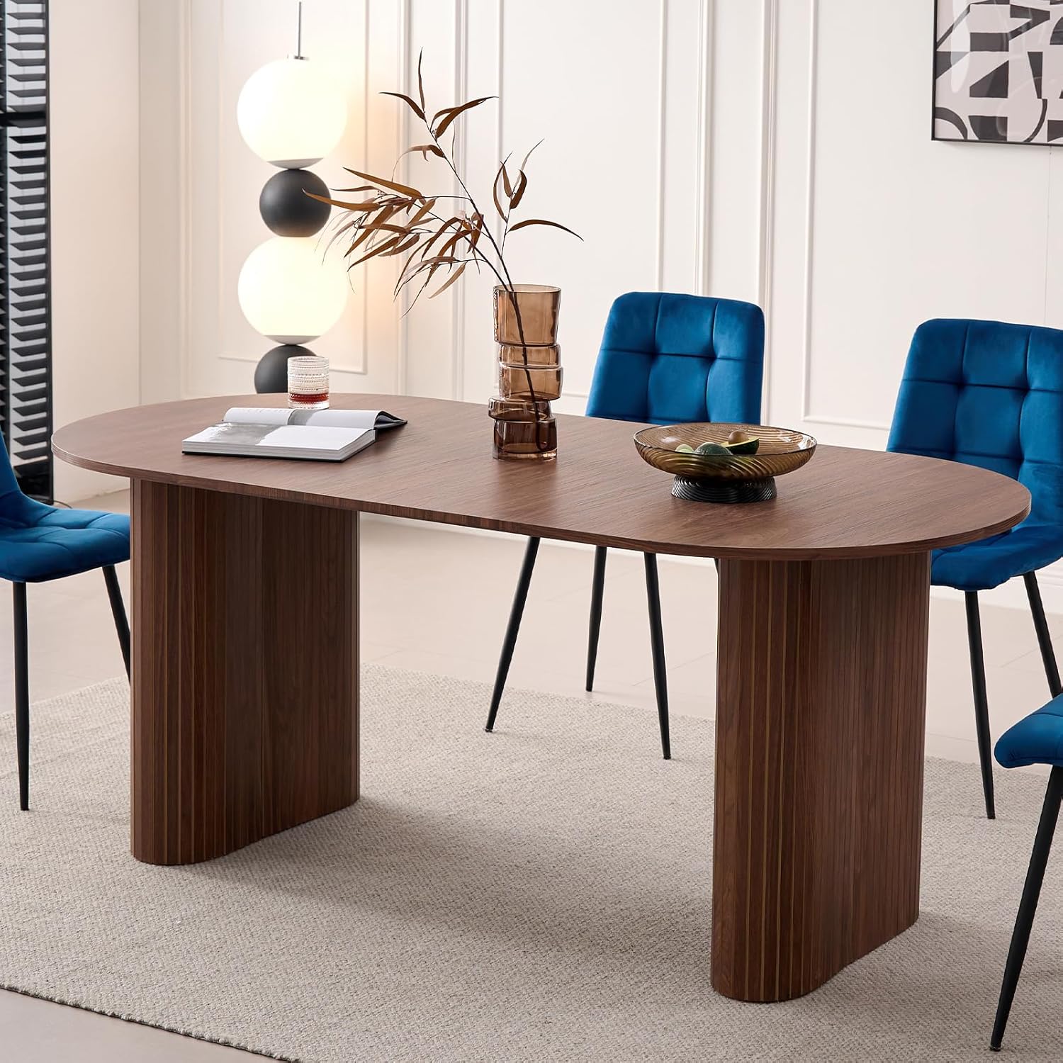 70.8" Oval Dining Table for 4 6 Person, Modern Farmhouse Kitchen Dinner Table for Breakfast Dining Receiption Room (Only Table), Natural