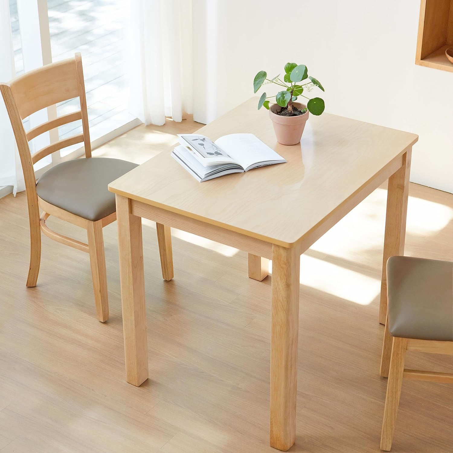 Livinia Cabin 33.5" Wooden Dining Table/Small Rectangular Modern Farmhouse Solid Wood Kitchen Table Desk (Natural)